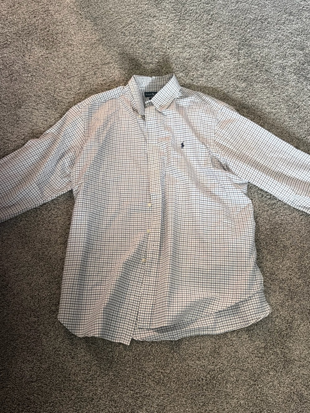 Polo by Ralph Lauren White Shirt with Navy Windowpane Check
